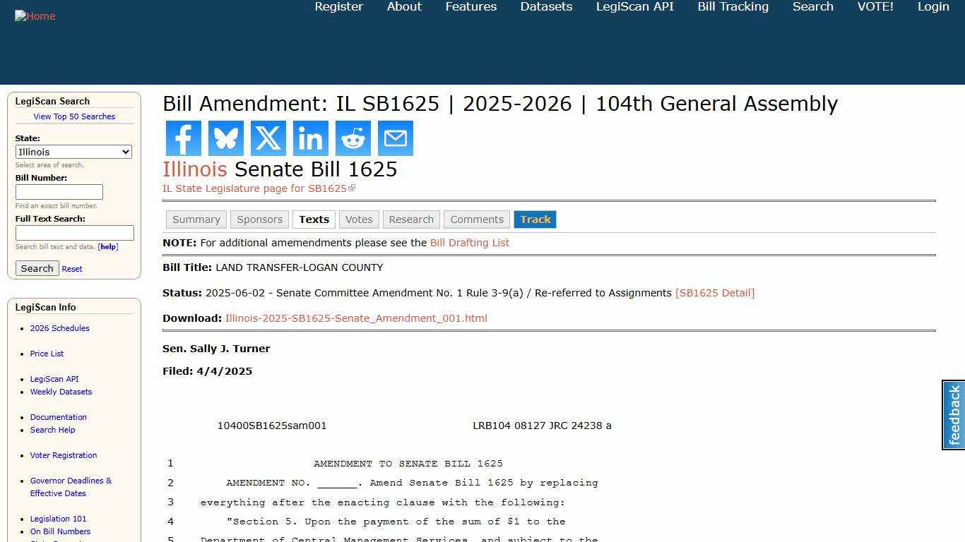 Bill Amendment: IL SB1625 2025-2026 104th General Assembly LegiScan